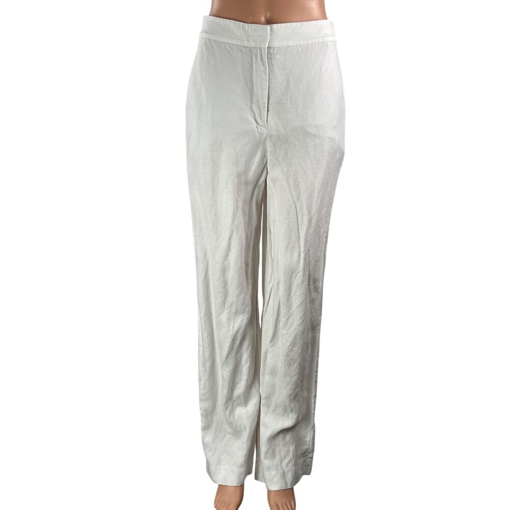 NEW Aritzia The Limitless Women's White High Rise Linen Wide Leg Trouser Pants 6